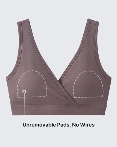 G4Free BareFeel Maternity Bra Wireless Nursing for Breastfeeding V Neck - color: Taupe, size: Medium