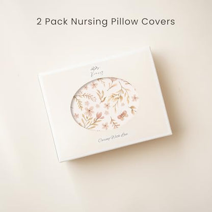Konssy 2 Pack Nursing Pillow Covers, Soft Covers for Breastfeeding Pillows - color: Pink, Pink Spring
