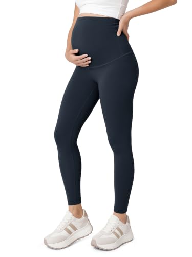 ODODOS Women's Maternity Leggings 25" - Buttery Soft Over The Belly Pregnancy Lounge Yoga Pants - color: Deep Navy, size: X-Small