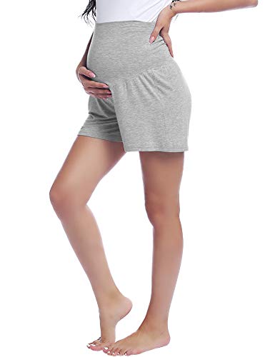 Joyaria Bamboo Viscose Cooling Maternity Pajama Shorts,Maternity Clothes - color: Gray, size: Medium