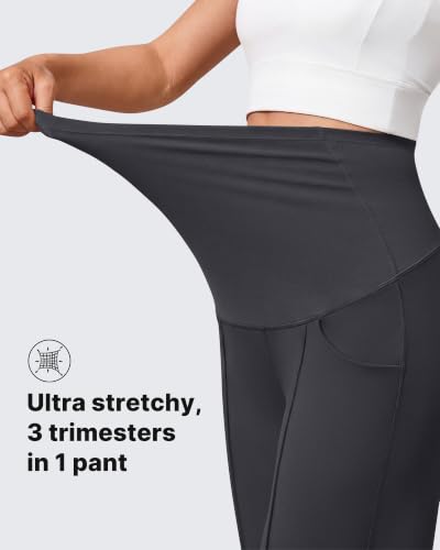 G4Free EverGoing Maternity Work Pants Tapered Ankle Pregnancy Trousers - color: Dark Gray, size: Small