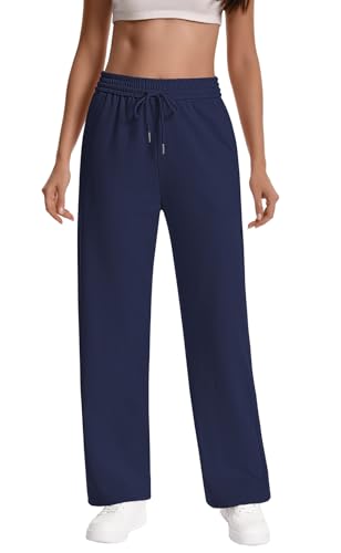 Women Baggy Straight Leg Sweatpants Drawstring Workout Pants 28'' Inseam - color: Royalblue, size: X-Large