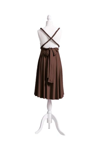 72styles Multi-Way Wrap Short Infinity Dress for Bridesmaids - color: Dark Brown