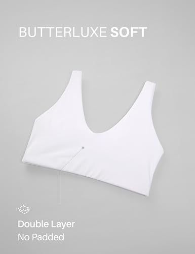 CRZ YOGA Double Lined Scoop Neck Sports Bras - color: White, size: Medium