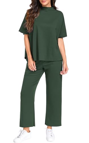 PrinStory Womens Lounge Set Summer 2 Piece Matching Sets - color: Dark Green, size: Medium