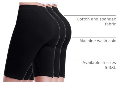 Design by Olivia Women's Soft Cotton Stretch High Waisted Biker Yoga Shorts - color: 3pack - Black/Black/Black, size: 2X