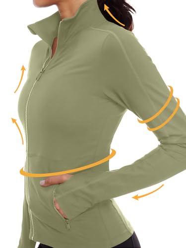 VUTRU Women's Workout Yoga Jacket Full Zip Running Athletic Track Jacket - color: Bean Green, size: X-Small