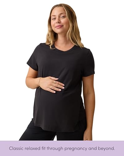 Kindred Bravely Essentials Cotton Nursing T Shirt Pregnancy to Postpartum - color: Black, size: Medium