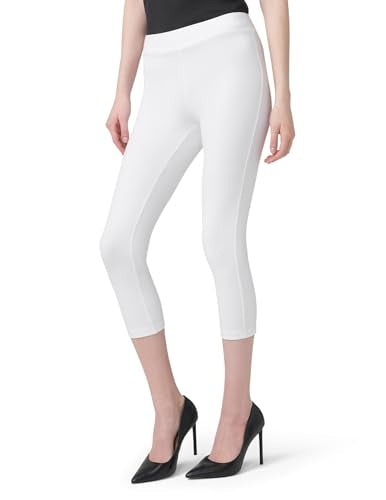 HUE Women's Wide Waistband Blackout Cotton Leggings - color: White, size: Small