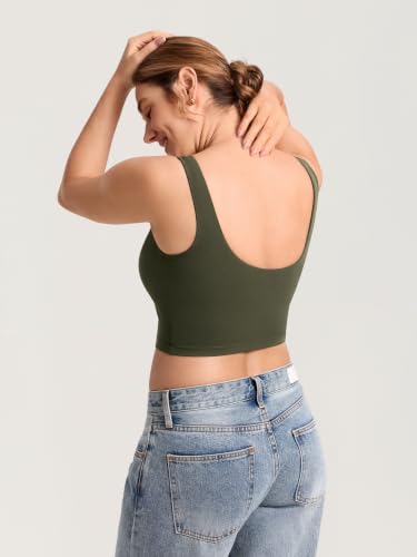 MOMANDA Longline Sports Nursing Bras - color: Olive Green, size: Small