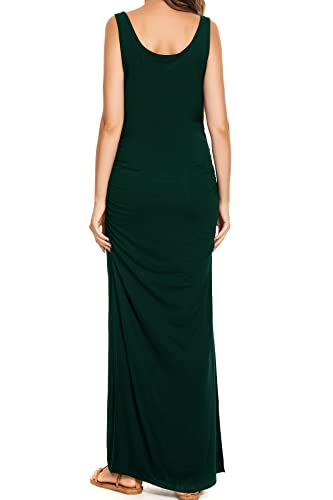 Smallshow Women's Split Long Maternity Dress - color: Deep Green, size: Small