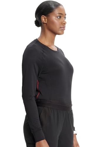 Cherokee Infinity Long Sleeve Underscrubs for Women Round Neck Top - color: Black, size: XX-Large Plus