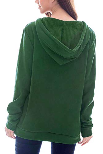 Smallshow Women's Fleece Maternity Nursing Sweatshirt Hoodie Kangaroo Pocket - color: Grass Green, size: Medium
