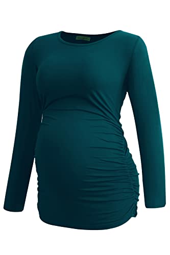 Smallshow Women's 4 Pack Maternity Shirts Long Sleeve - color: Army Green-deep Green-teal-maroon(4 Pack), size: Small