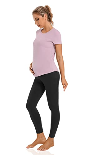 Foucome Women's Fleece Lined Maternity Leggings with Pockets - color: 2pack Black, size: XX-Large