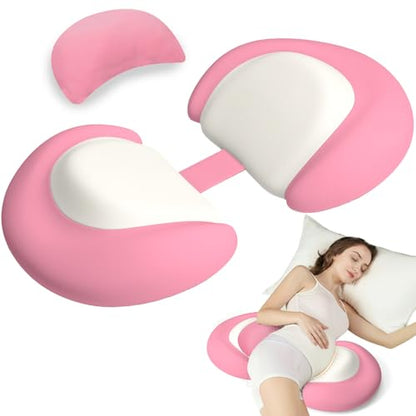 Pregnancy Pillows for Sleeping, Memory Foam Cooling Maternity Wedge Pillow - color: Pink