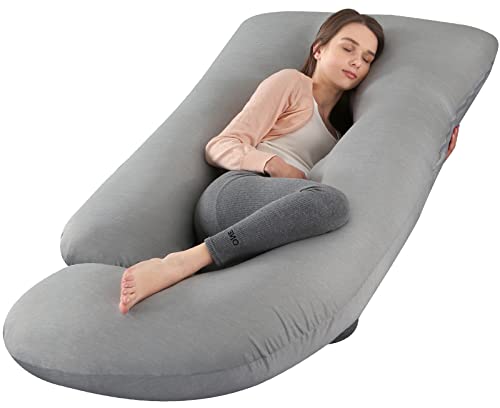 BATTOP Pregnancy Pillows for Sleeping- U Shaped Full Body Maternity Pillow, Pregnancy Pillow for Side Sleepers with Removable Cooling Cover, Supports Back, Hips, Belly & Legs (Cooling Grey) - color: Cooling Grey