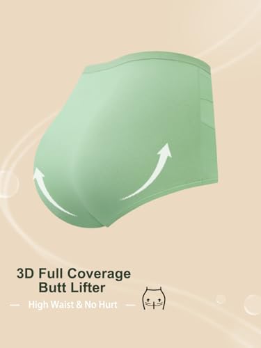Women's High Waisted Underwear Slightly Tummy Control Cotton Panties Full Coverage Postpartum Briefs 4 Pack - color: Multicolor, size: Medium