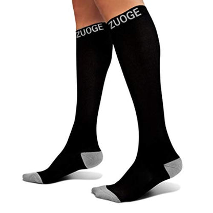 zuoge 3 Pairs Compression Socks Pack - Best Medical, Nursing, Travel & Flight Socks - Running & Fitness - 15-20mmHg - color: Black, size: Large-X-Large