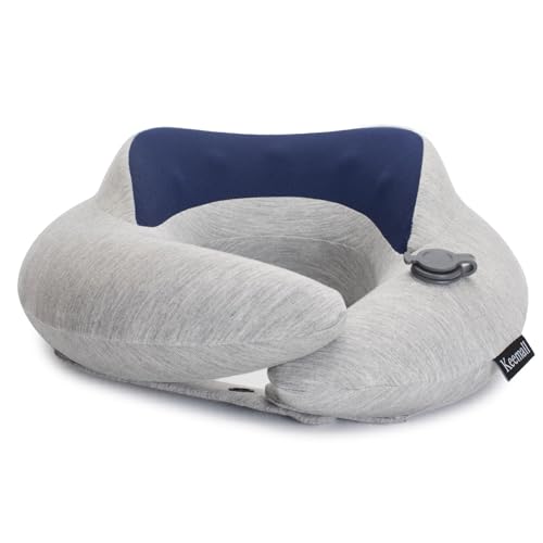 Keemall Inflatable Travel Neck Pillow Plane, 3rd Generation Double Comfort - color: Leisure Grey, size: Medium