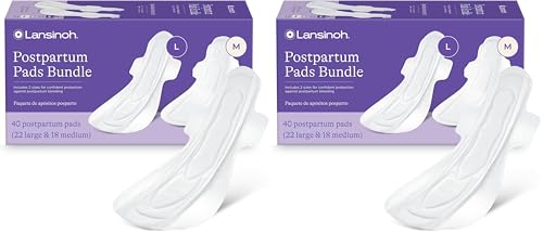 Lansinoh Postpartum Maxi Pads Bundle, Heavy Absorbency Overnight Pads with Wings, Includes 2 Sizes for Extra Protection, Postpartum Essentials, 40 Count (Pack of 2) - size: 40 Count (Pack of 2)