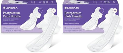 Lansinoh Postpartum Maxi Pads Bundle, Heavy Absorbency Overnight Pads with Wings, Includes 2 Sizes for Extra Protection, Postpartum Essentials, 40 Count (Pack of 2) - size: 40 Count (Pack of 2)