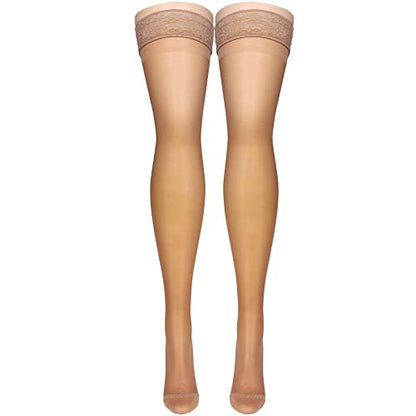 Truform Sheer Compression Stockings, 15-20 mmHg, Women's Thigh High Length, 20 Denier, Beige, Small - color: Beige, size: Small (1 Pair)