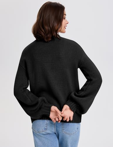 LOMON Womens Chunky Knit Cardigan Oversized Button Front Trend Sweater Tops - color: Black, size: Small