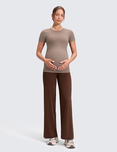 CRZ YOGA Maternity Wide Leg Pants 30" - color: Lava Brown, size: Small