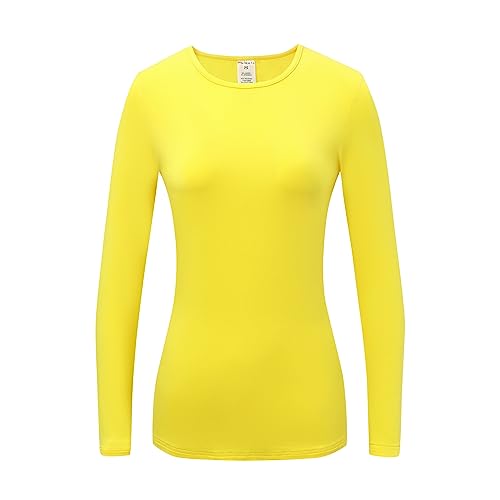 OThread & Co. Women's Long Sleeve T-Shirt Comfy Underscrub Tee Basic Stretch Layer - color: Yellow, size: Large