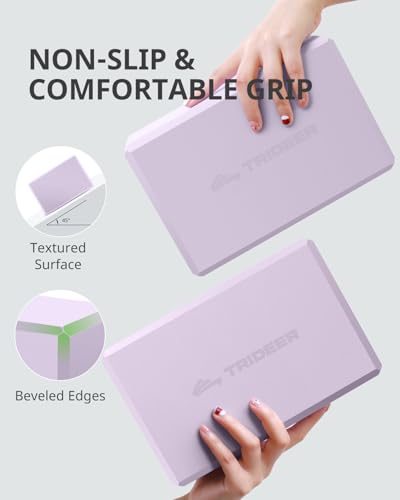 Yoga Blocks 2 Pack with Supportive Non-Slip Foam for Yoga Pilate Stretching - color: Lavender