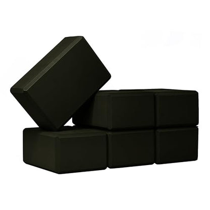 6 Pack 4" Yoga Block, EVA Foam Yoga Brick - color: Black