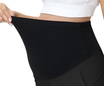 Maternity Pants Over Belly Pregnancy Casual Scrub Pant - color: Black, size: X-Large