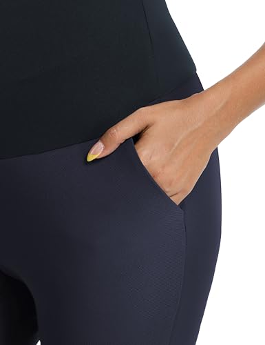 Foucome Maternity Flare Pants Stretchy Bootcut Work Dress Pants - color: Navy Blue, size: Large
