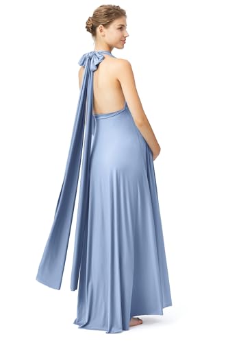 72styles Maternity Multi-Way Wrap Infinity Maxi Dress for Baby Shower - color: Dusty Blue, size: One Size