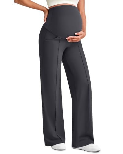 G4Free EverGoing Maternity Dress Pants Pregnancy Slacks - color: Dark Gray, size: Large