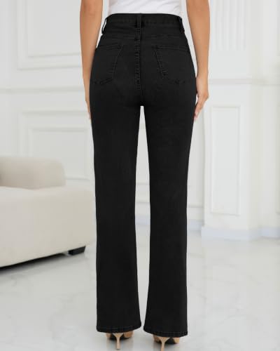 PACBREEZE Women's Maternity Flare Jeans Mid-Rise Stretchy Bell Bootcut Jeans Denim Pregnancy Pants, S-XXL - color: Black, size: Large