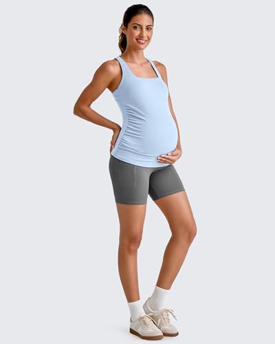 G4Free BareFeel Maternity Tank Tops with Removable Pads Pregnancy Clothes - color: Light Denim, size: Small