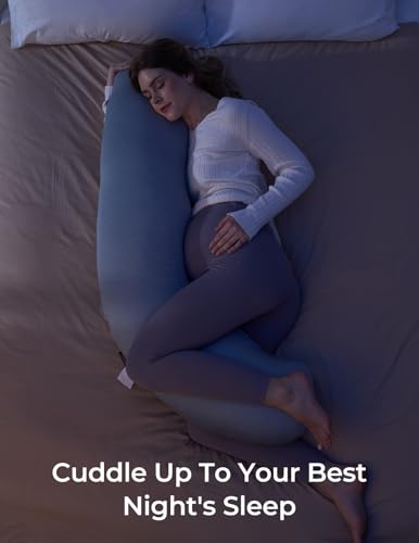 Momcozy J Shaped Cooling Pregnancy Pillow, Maternity Pillow for Sleeping - color: Cooling Fabric - Deep Grey