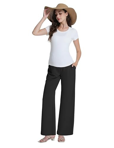 Maternity Pants Wide Leg Pregnancy Palazzo Pants - color: Black, size: Small