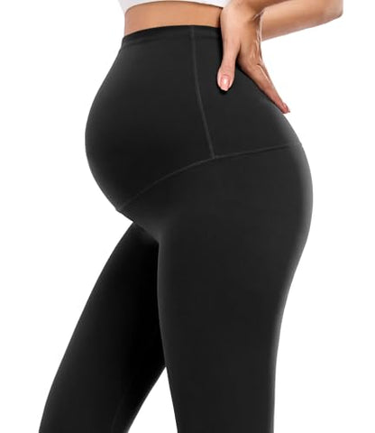 wirarpa Women's Maternity Leggings Over The Belly Buttery Yoga Pants 25" - color: Black, size: Medium