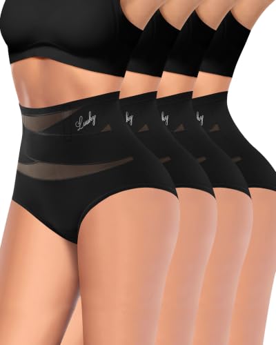 Womens Tummy Control Underwear High Waisted Shapewear 4/5 Pack - color: Black, size: Small