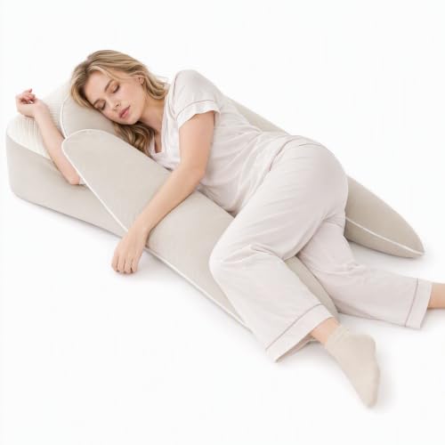 Side Sleeper Pillow, 53 Inch Body Pillow, 3PCS Adjustable Wedge Pillow