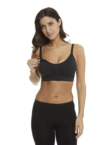HOFISH 3PACK Full Bust Seamless Nursing Maternity Bras Bralette S-XXL with Extra Bra Extenders & Clips - color: 3pack: Pink/Black/Beige, size: Small