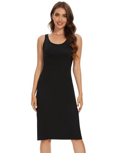 MANCYFIT Full Slip for Women Under Dress, Wide Strap Non-Cling - color: Black, size: X-Large