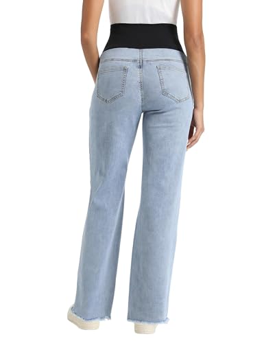 Foucome Women's Maternity Jeans Straight Leg - color: Light Blue, size: XX-Large