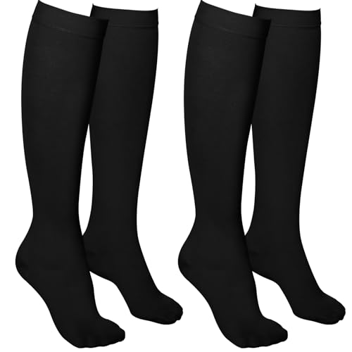 2 Pairs 20-30mmHg Knee High Compression Socks for Women,Closed Toe - color: Black, size: X-Large