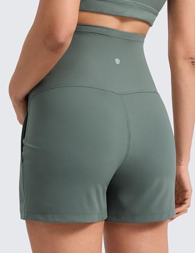 CRZ YOGA Maternity Linerless Casual Shorts 4" - color: Grey Sage, size: Small