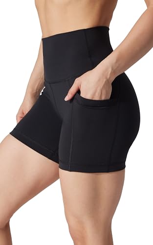 Yogalicious Womens 5”, 7” High Waisted Biker Shorts Squat Proof Workout Yoga Short 2 Pack - color: Black (W/Pocket) / Black (No Pocket) 5", size: Medium