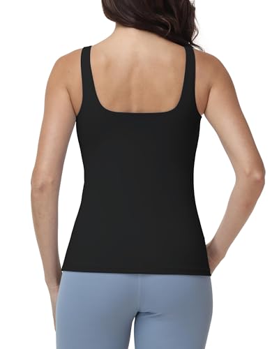 Foucome Nursing Tank Tops Stretch Nursing Cami with Built in Bra - color: Black, size: Medium